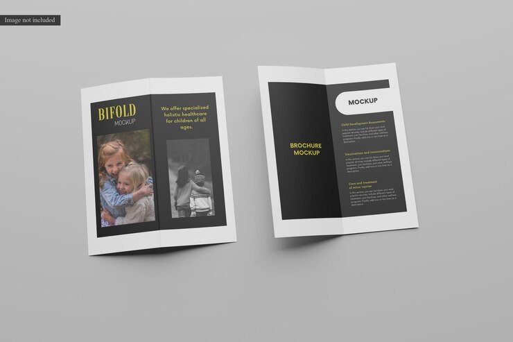 PSD mockup di brochure bifold dl