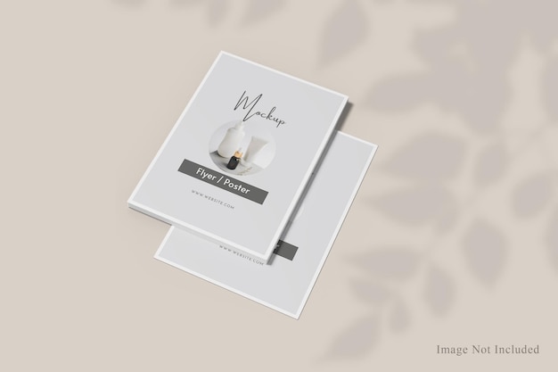 Mockup di brochure flyer con sovrapposizione di ombre