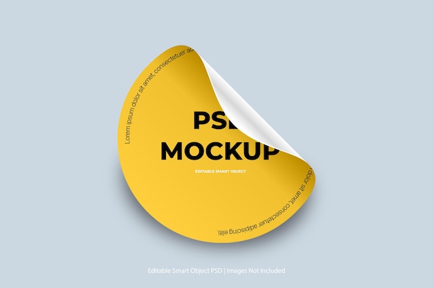 Mockup di buccia di adesivo rotondo PSD