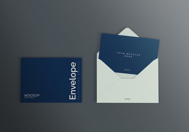 Mockup di busta con sfondo scuro