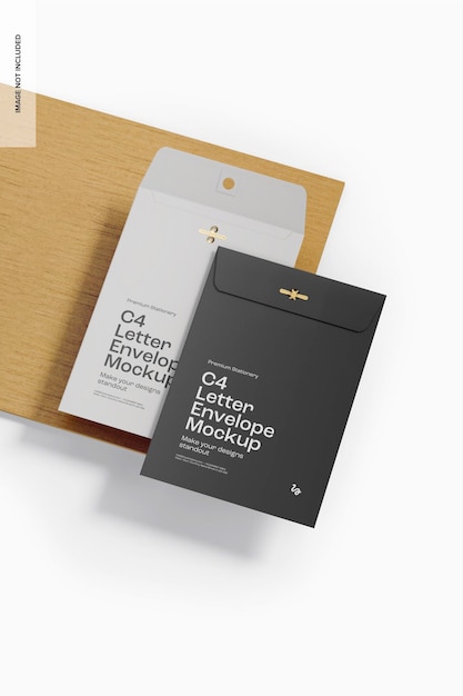 Mockup di busta da lettere C4, vista da destra