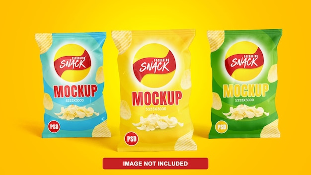 Mockup di busta di plastica per snack