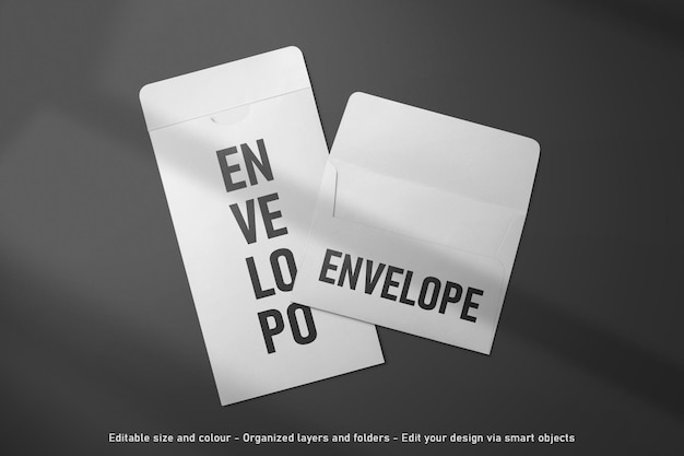mockup di busta modificabile vuota vista dall'alto