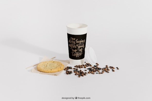 Mockup di caffè con fagioli