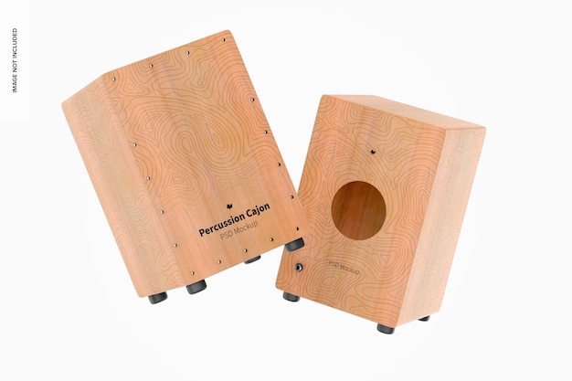 Mockup di cajon a percussione, galleggianti