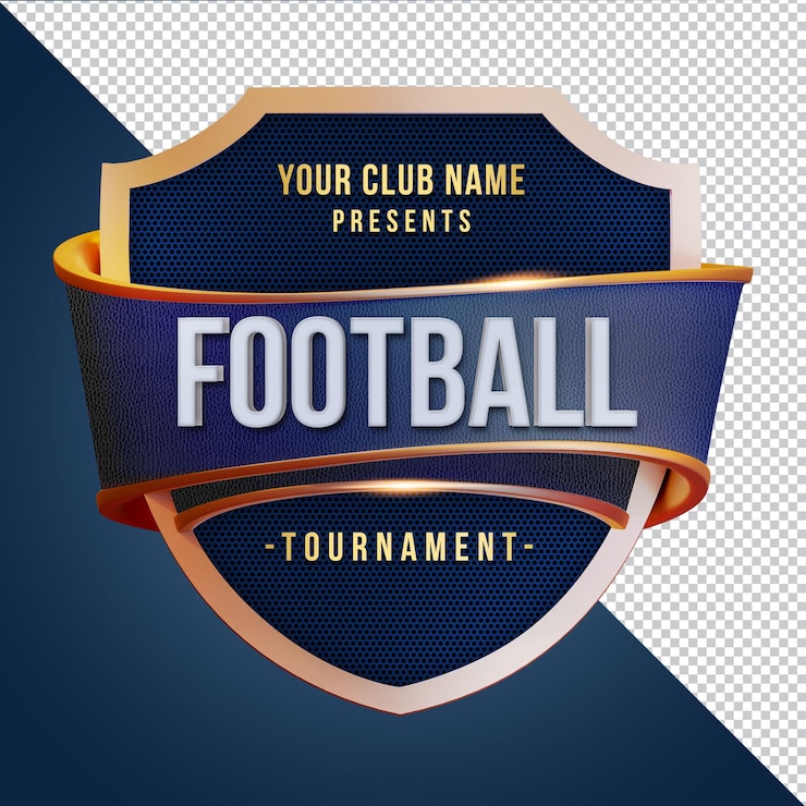 PSD mockup di calcio con scudo rendering 3d isolato