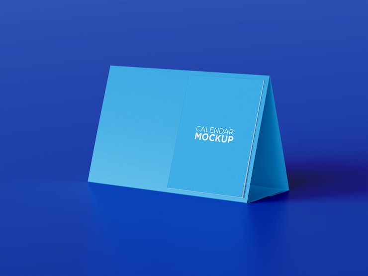 PSD mockup di calendario da tavolo di alta qualità con vista laterale