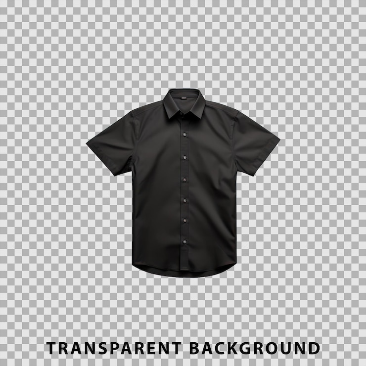 PSD mockup di camicia nera a maniche corte isolato su sfondo trasparente