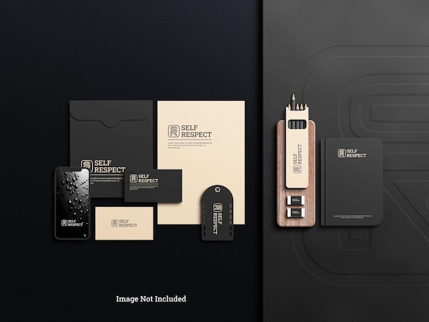 mockup di cancelleria con ombra elegante