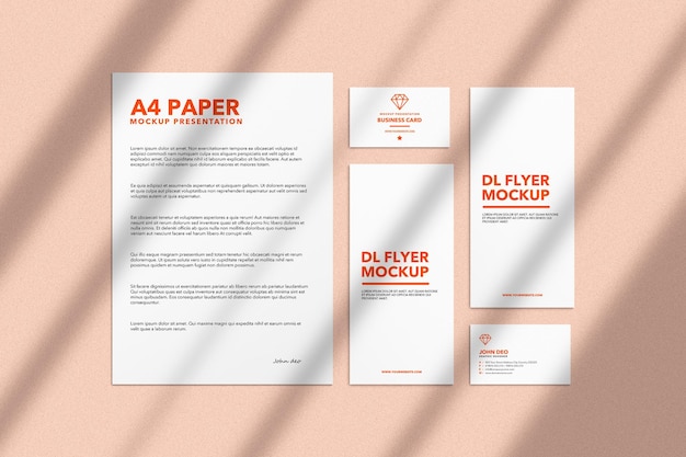Mockup di cancelleria di branding PSD