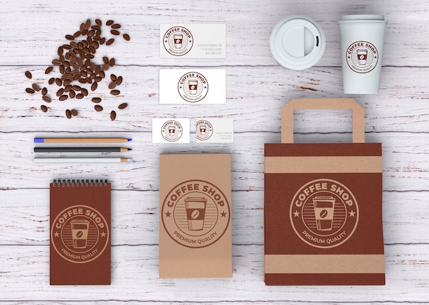 Mockup di cancelleria per caffetteria