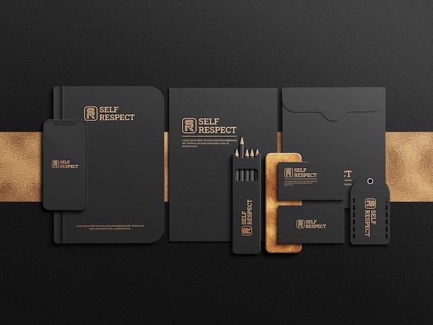 mockup di cancelleria scura