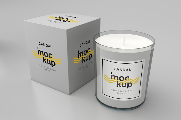 Mockup di candela con scatola