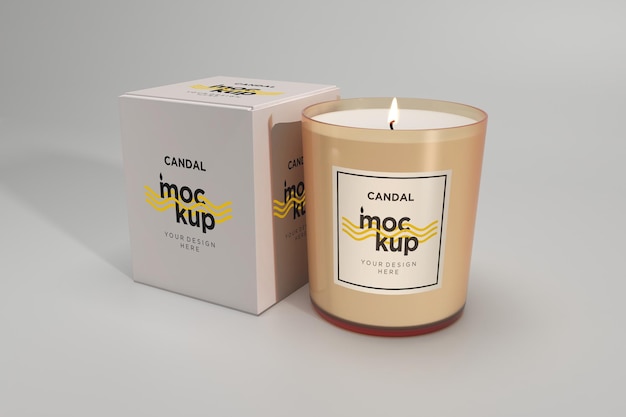Mockup di candela con scatola