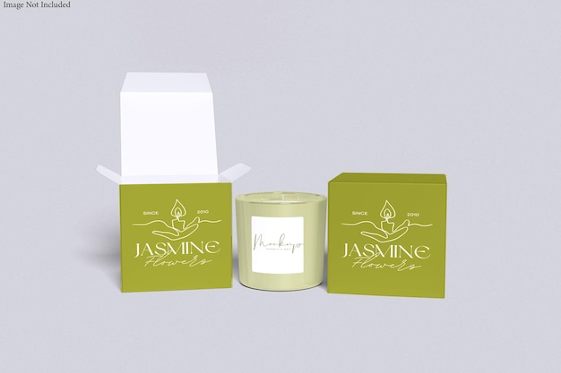 Mockup di candela e scatola