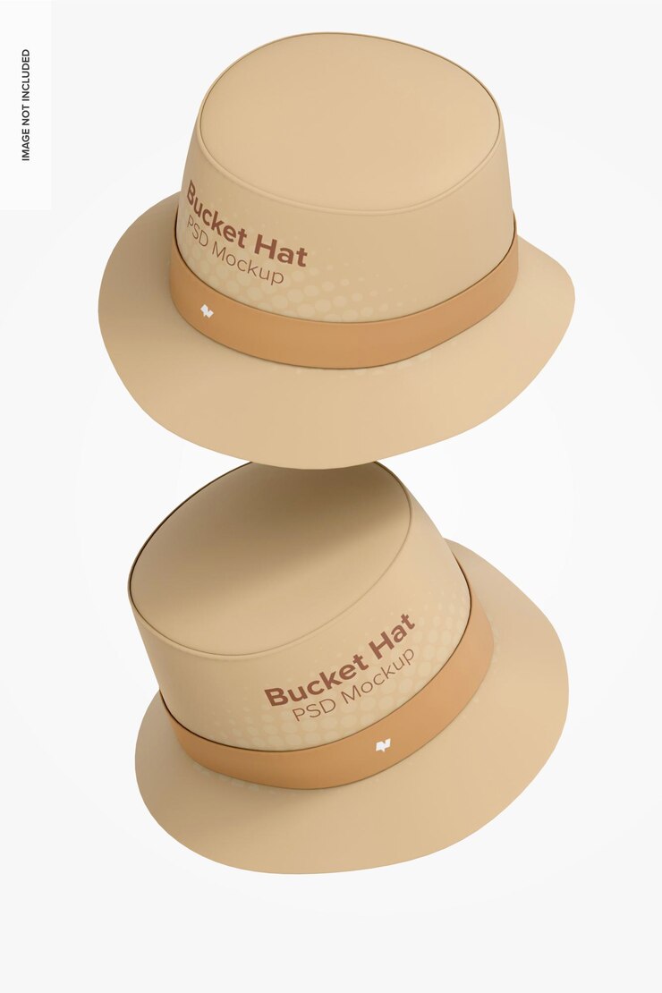 Mockup di cappelli a secchiello, che cadono