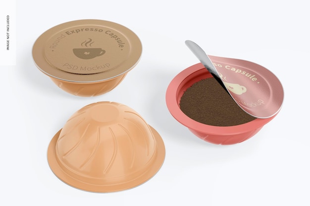Mockup di capsule tonde per espresso