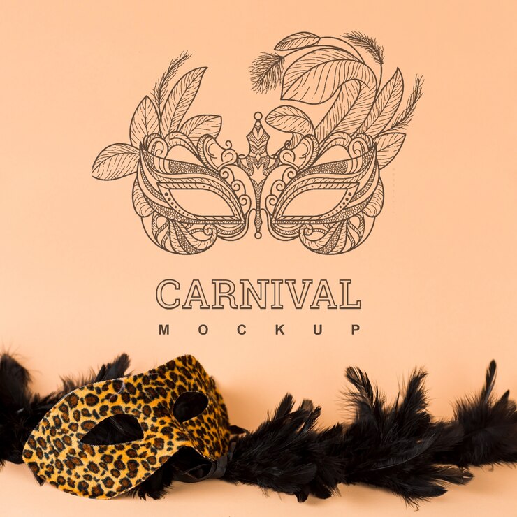 PSD mockup di carnevale con l'immagine della maschera