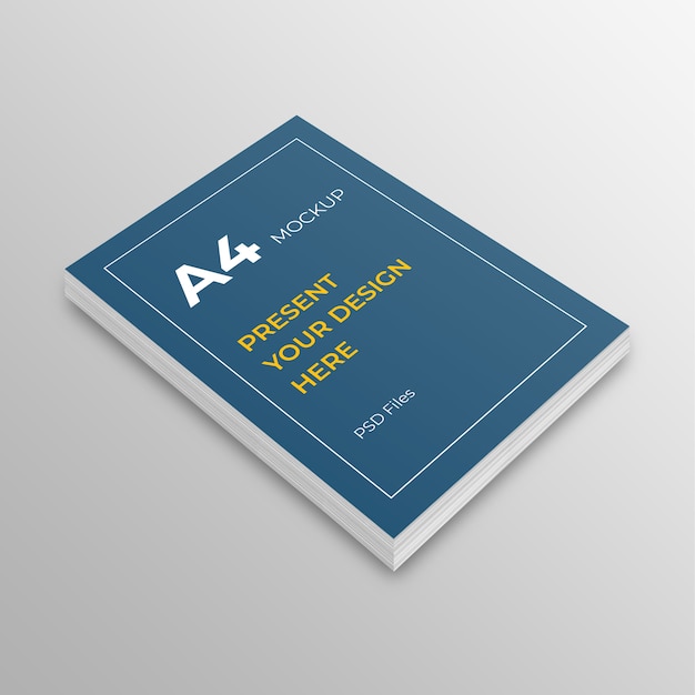 Mockup di carta A4. Copertina del libro A4, volantino, modello di volantino
