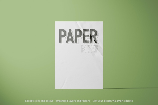mockup di carta bianca modificabile vista frontale