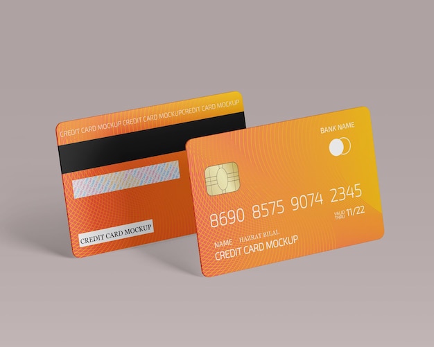 Mockup di carta di credito arancione