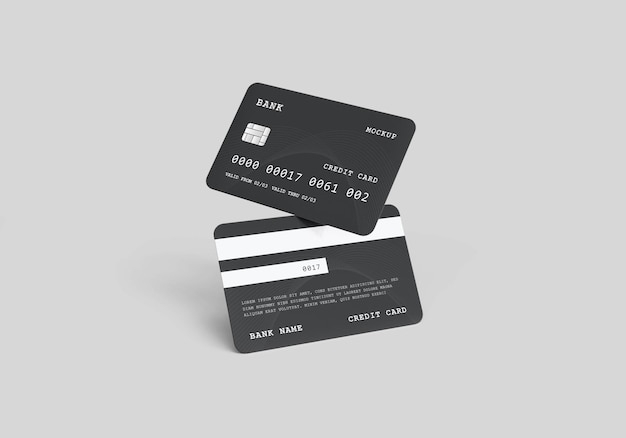 Mockup di carta di credito o di debito in plastica