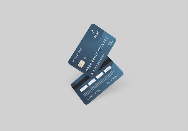 Mockup di carta di credito o di debito in plastica