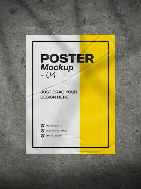 Mockup di carta incollata per modello PSD di progettazione di poster 04