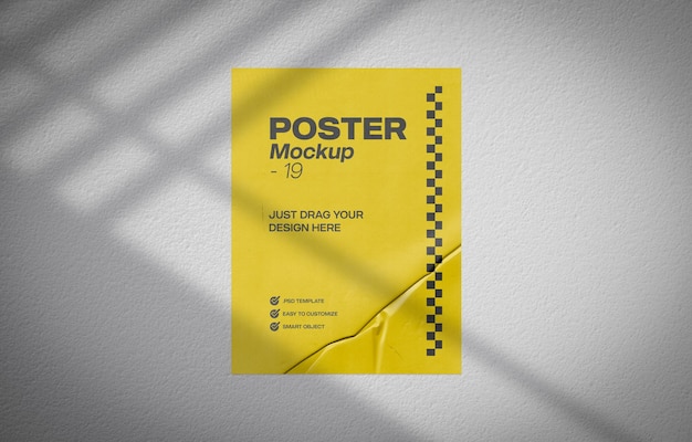 Mockup di carta incollata per modello PSD di progettazione di poster 19