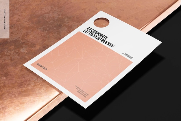 Mockup di carta intestata aziendale A4, vista a sinistra