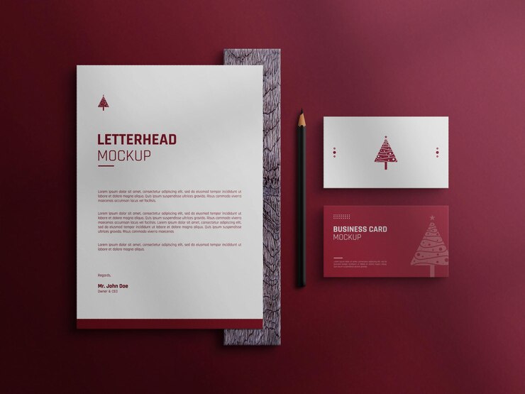 Mockup di carta intestata e biglietti da visita con matita
