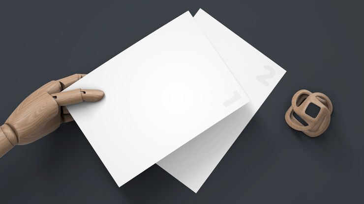 PSD mockup di carta intestata in mano di burattini di legno