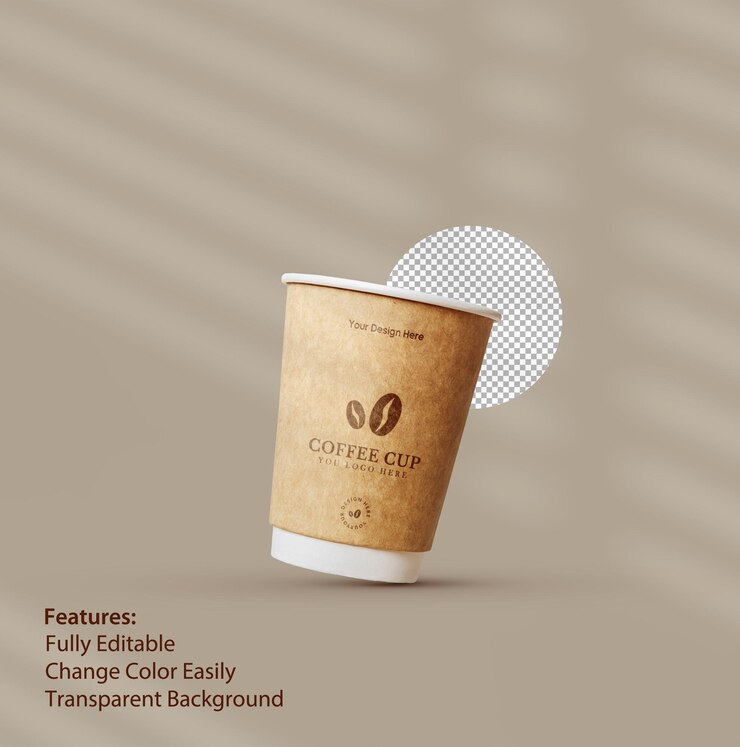 Mockup di carta per tazze da caffè PSD