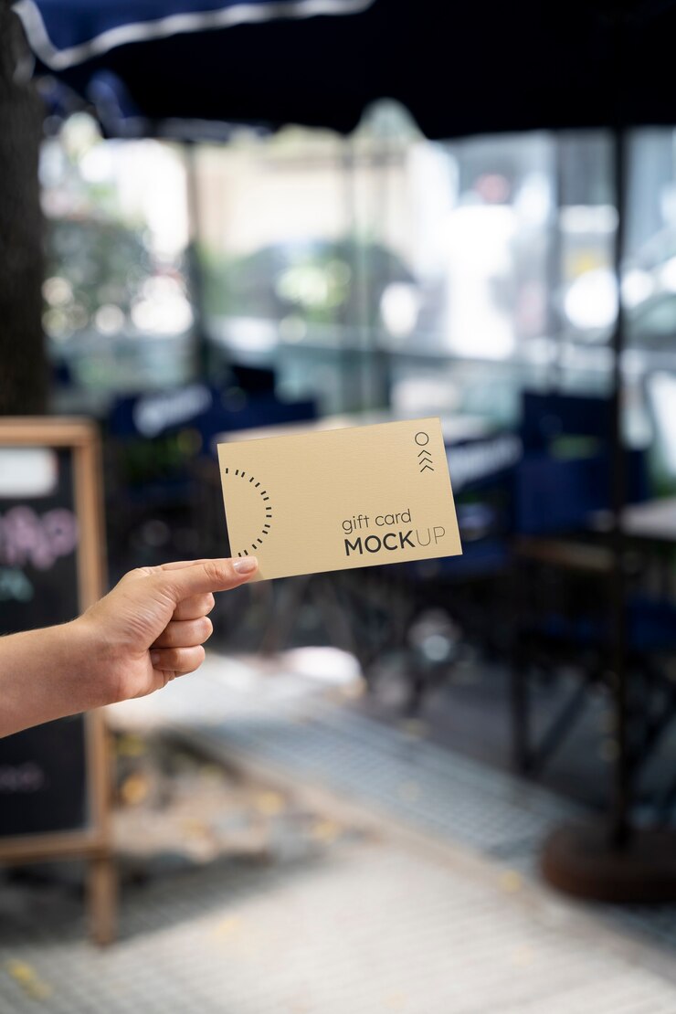 PSD mockup di carta regalo con mano