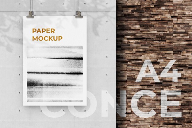 Mockup di carta sul muro