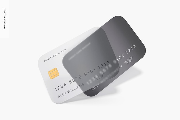 Mockup di carte di credito smerigliate, che cadono