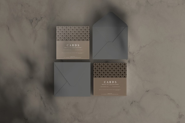 Mockup di carte quadrate multiuso con angoli piatti