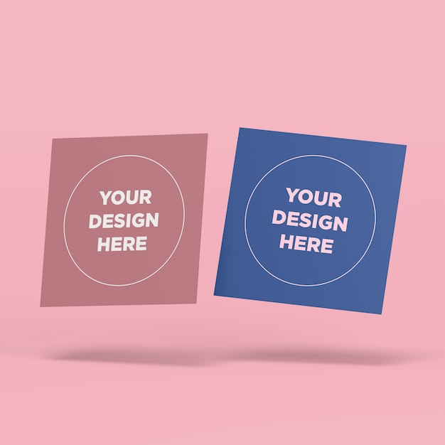 Mockup di carte quadrate volanti