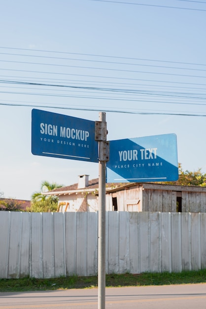 Mockup di cartelli di direzione della città