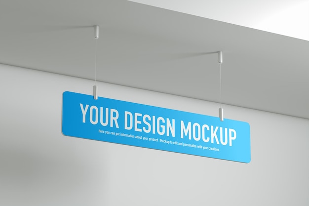 Mockup di cartello appeso su sfondo bianco