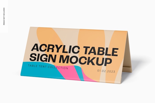 Mockup di cartello da tavolo in acrilico, prospettiva