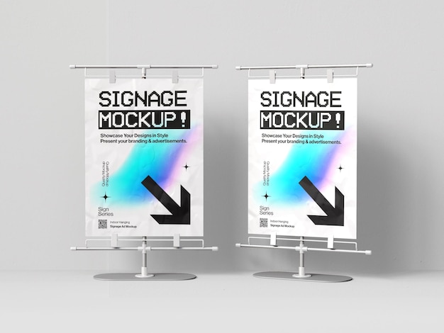 Mockup di cartelloni pubblicitari metallici