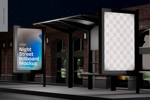 Mockup di cartelloni pubblicitari notturni