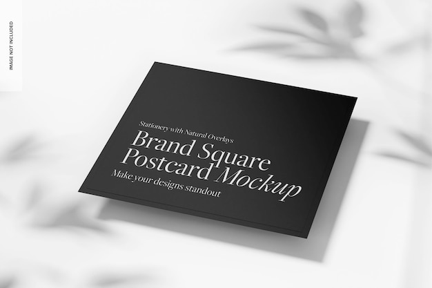 Mockup di cartolina quadrata di marca, prospettiva