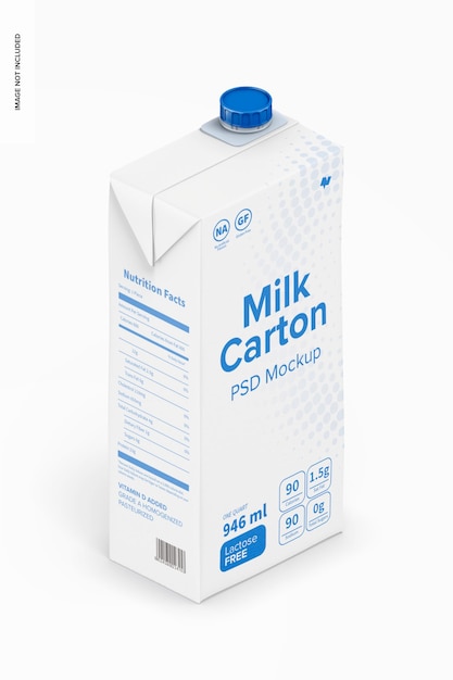 Mockup di cartone del latte, vista isometrica