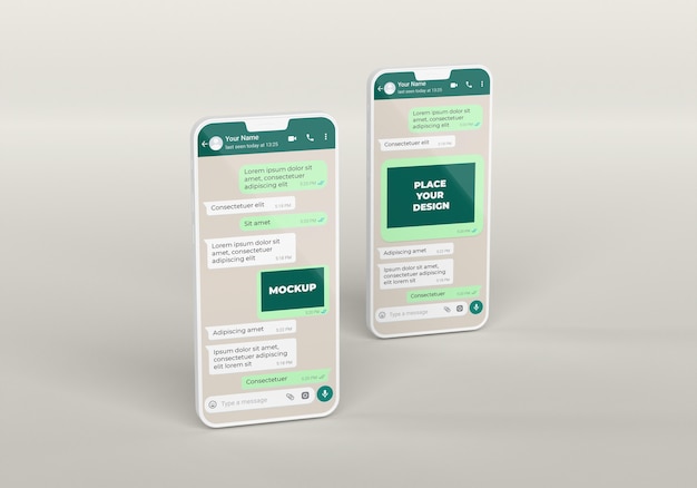 Mockup di chat di disposizione di smartphone