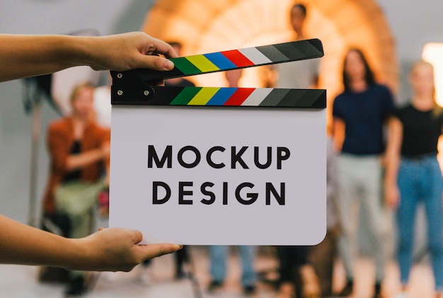 Mockup di ciak di produzione di set cinematografici