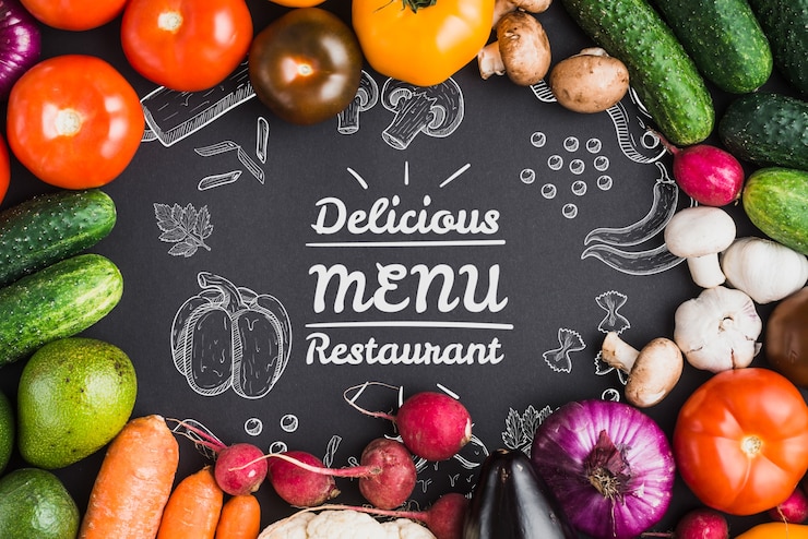 PSD mockup di cibo sano con copyspace