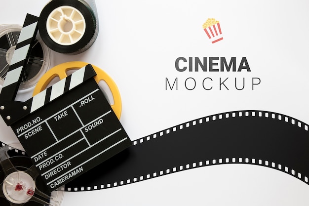 Mockup di cinema vintage vista dall'alto