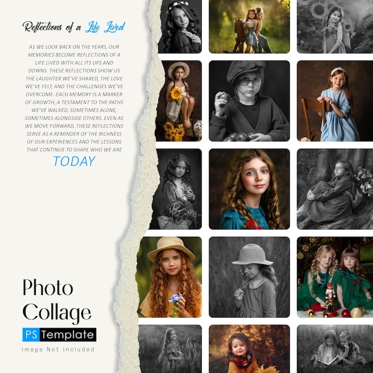 PSD mockup di collage fotografico di carta strappata